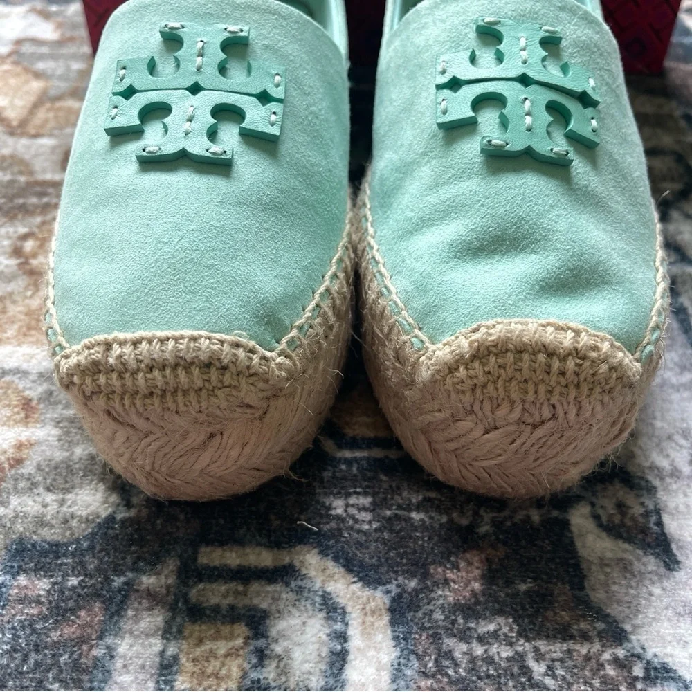 Tory Burch‎ Everly Platform Soft Aqua Royal Suede Espadrilles